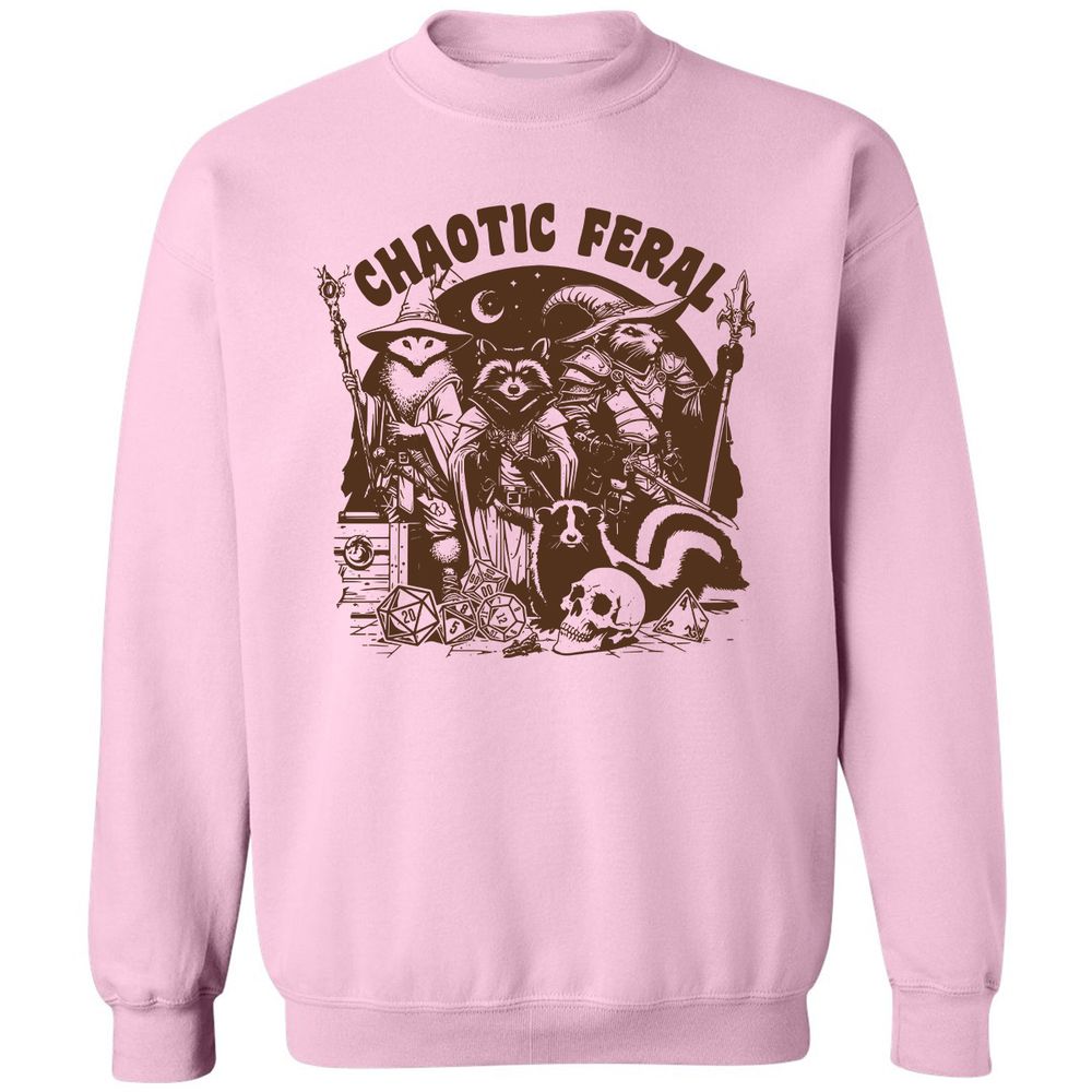 Raccoon Chaotic Feral Classic Unisex Sweatshirt - Light Pink - 3