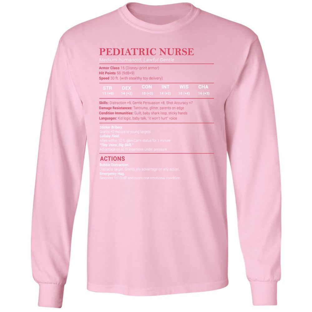 Pediatric Nurse Long Sleeve T-Shirt - Light Pink - 3