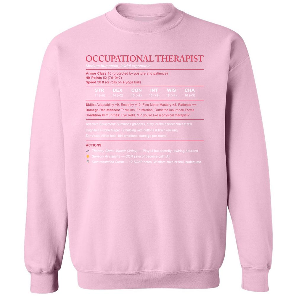 Occupational Therapist Stats Classic Unisex Sweatshirt - Light Pink - 3