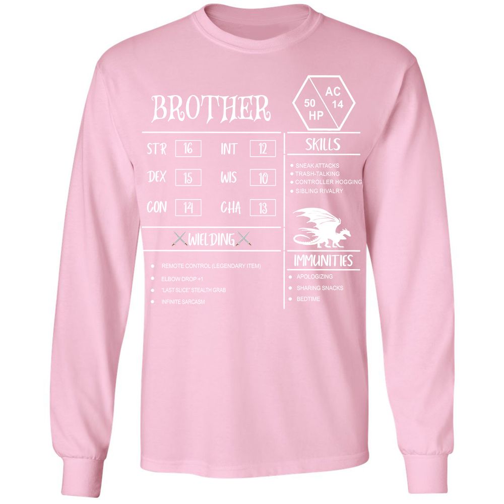 Brother Stats Long Sleeve T-Shirt - Light Pink - 3