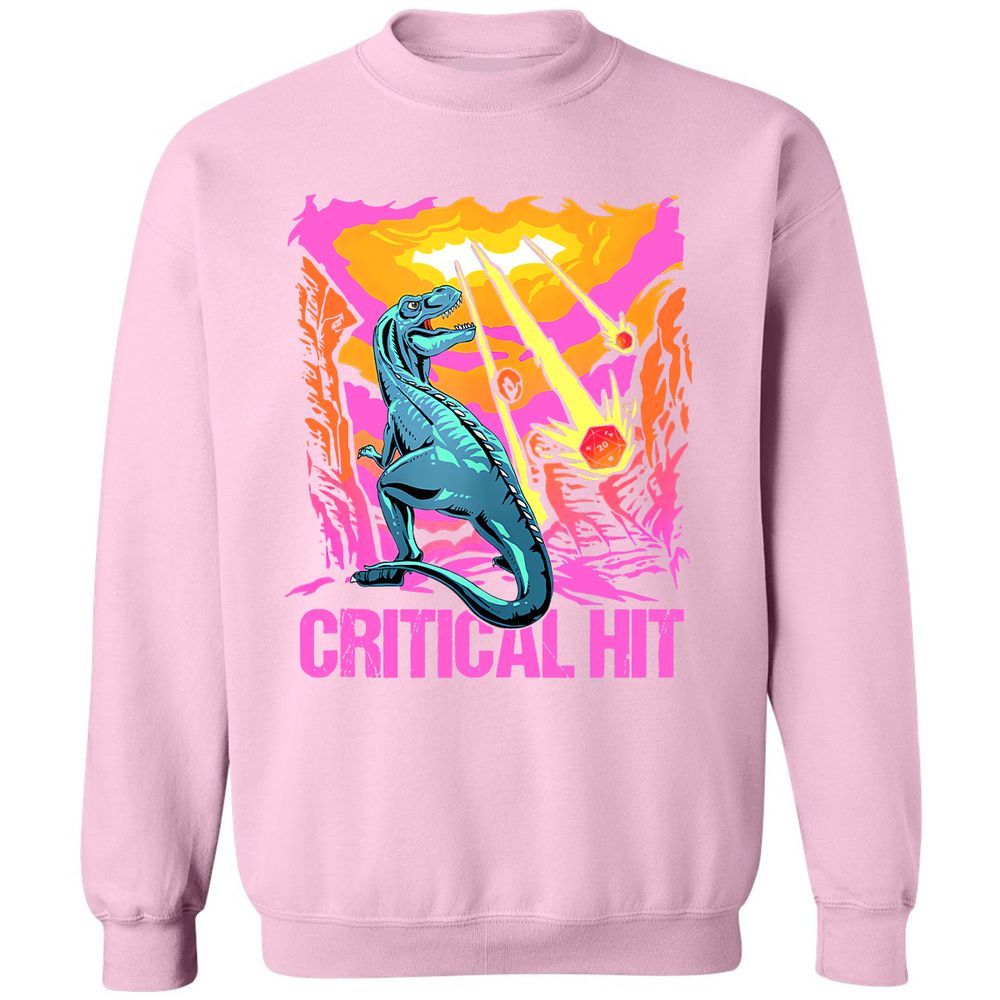 Dinosaur Critical Hit Classic Unisex Sweatshirt - Light Pink - 3
