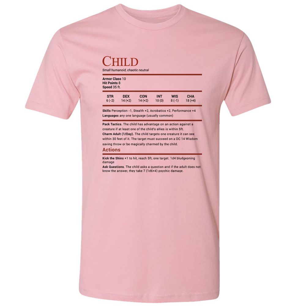 Child Stats Premium Unisex T-Shirt - Light Pink - 3