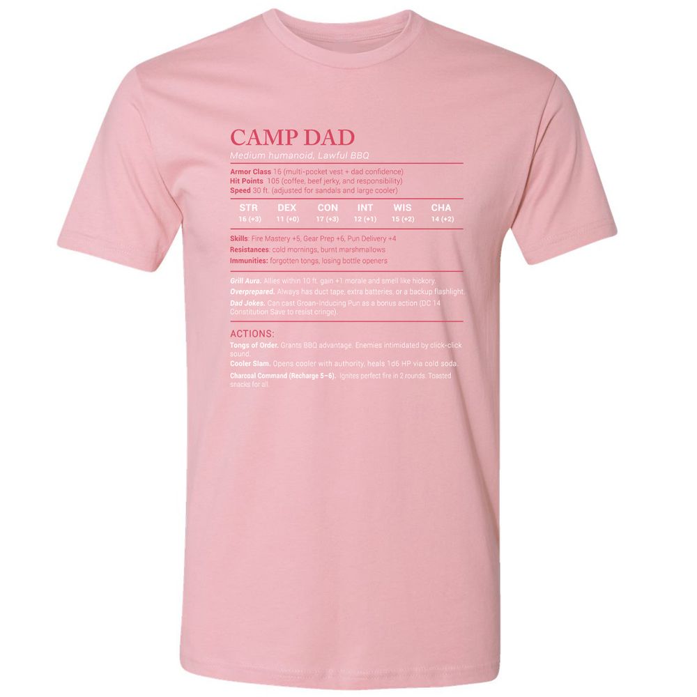 Camp Dad Stats Premium Unisex T-Shirt - Light Pink - 3