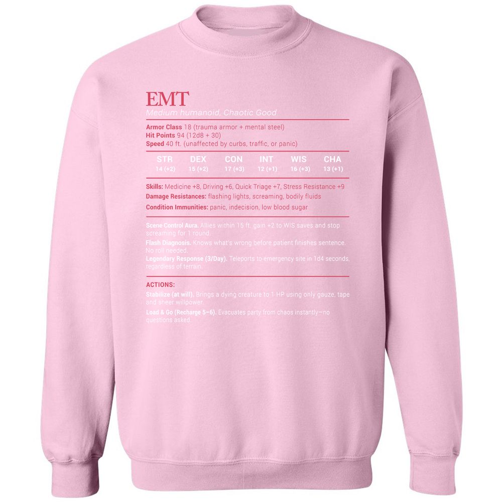 EMT Stats Classic Unisex Sweatshirt - Light Pink - 3