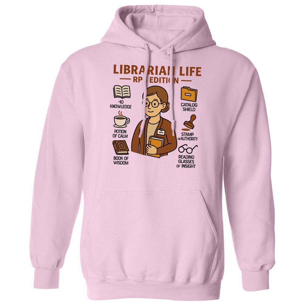 Librarian Life RPG Edition Classic Unisex Hoodie - Light Pink - 3