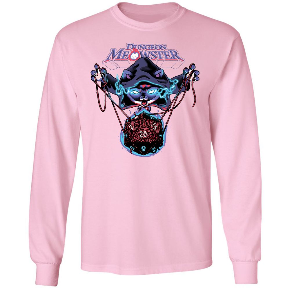Dungeon Meowster Long Sleeve T-Shirt - Light Pink - 3