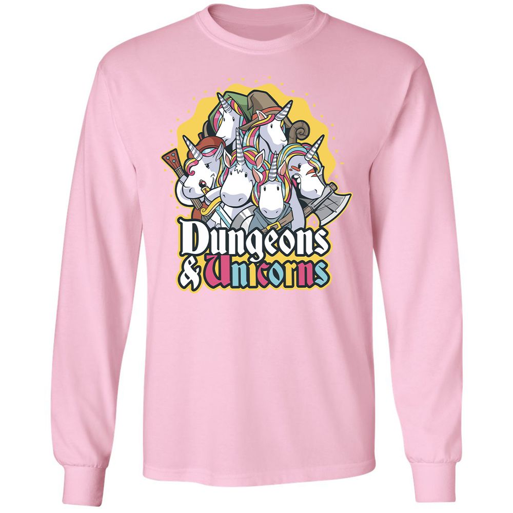 Dungeons And Unicorns Long Sleeve T-Shirt - Light Pink - 3