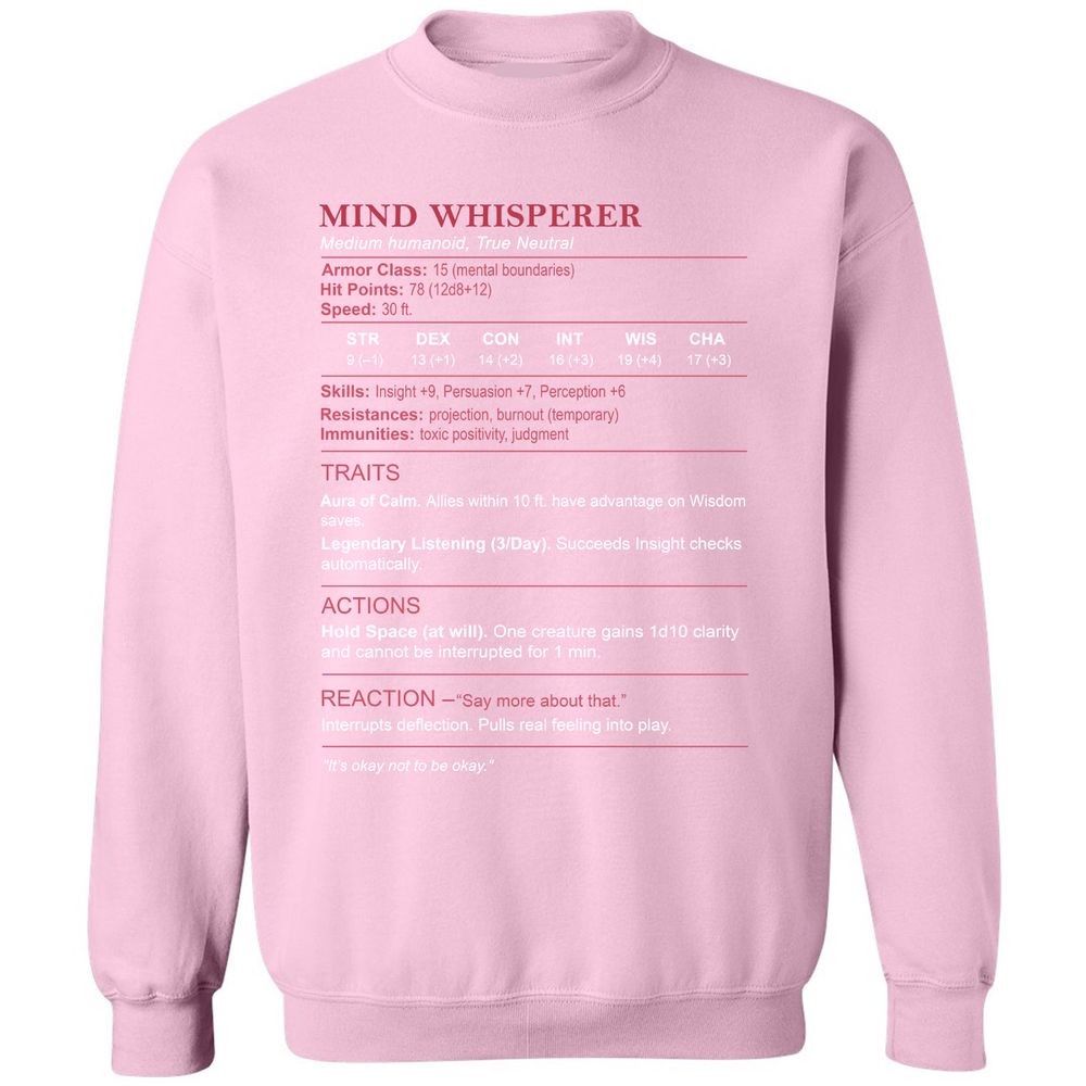 Therapist Stats Classic Unisex Sweatshirt - Light Pink - 3