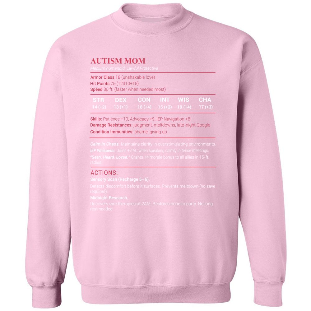 Autism Mom Stats Classic Unisex Sweatshirt - Light Pink - 3