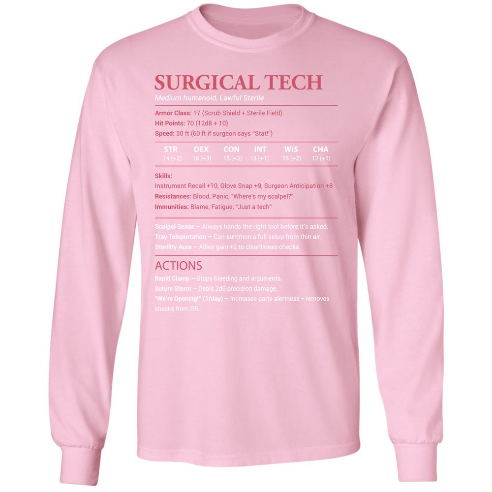 Surgical Tech Long Sleeve T-Shirt - Light Pink - 3