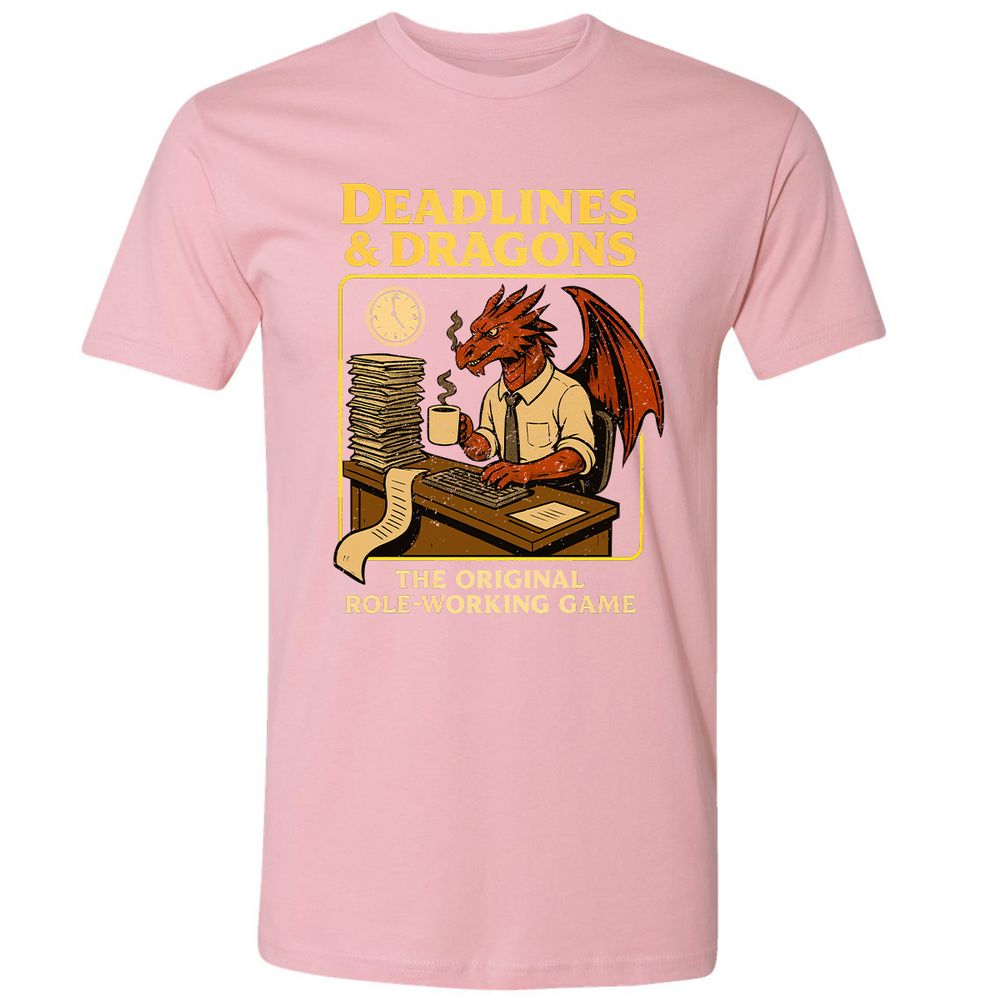 Deadlines & Dragons (Office Staff) Premium Unisex T-Shirt - Light Pink - 3