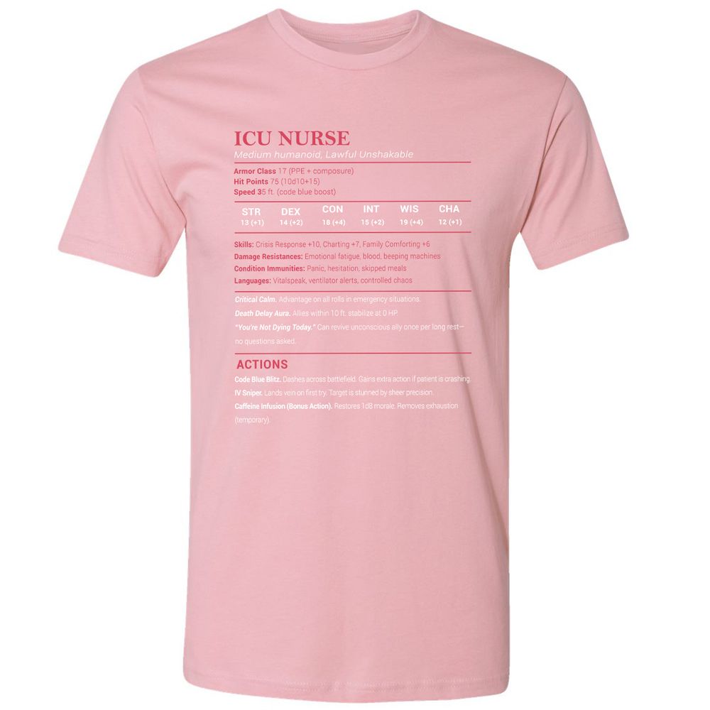 ICU Nurse Stats Premium Unisex T-Shirt - Light Pink - 3