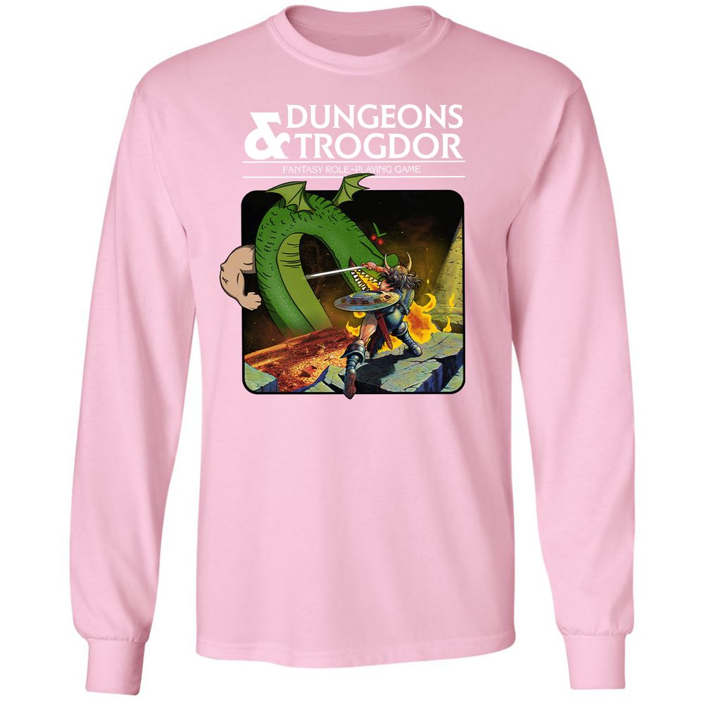 Trogdor Long Sleeve T-Shirt - Light Pink - 3