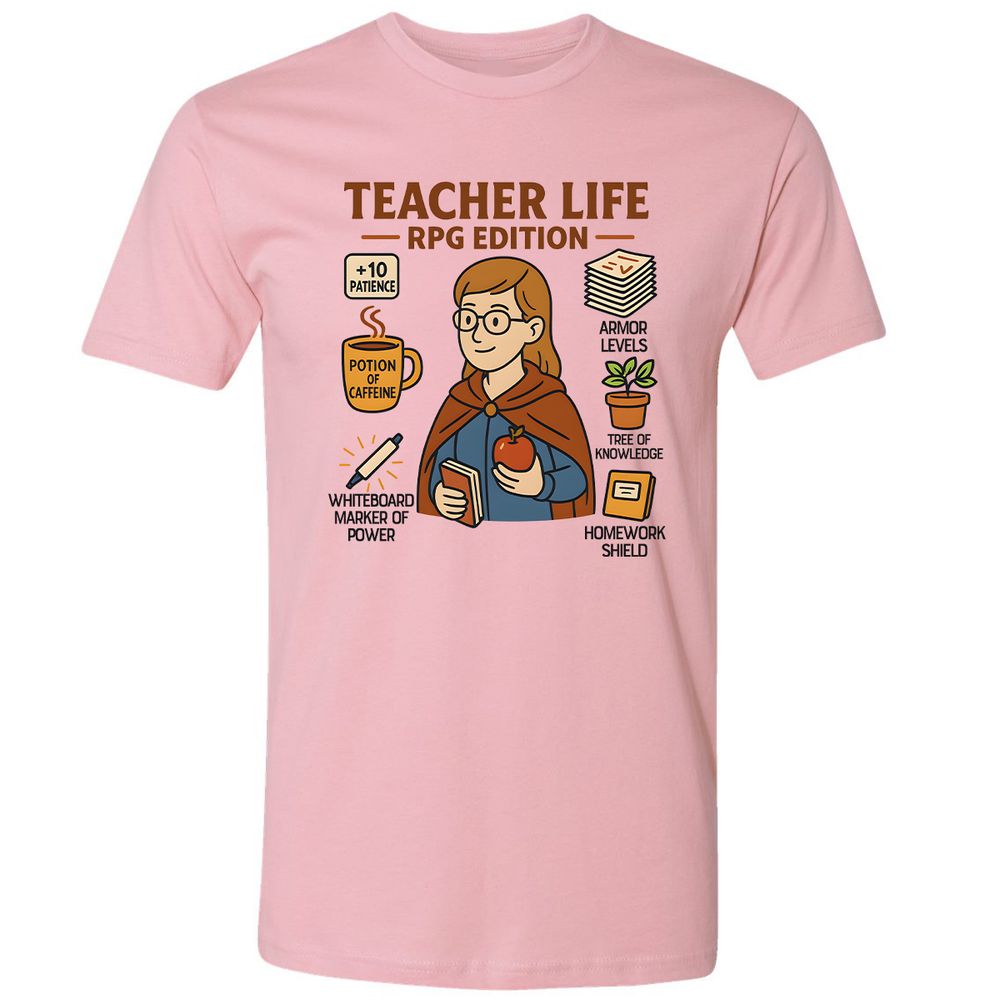 Teacher Life RPG Edition Premium Unisex T-Shirt - Light Pink - 3