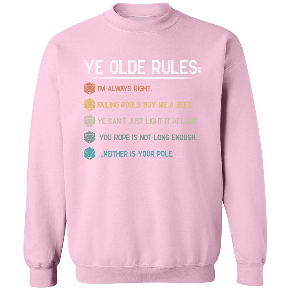 Dungeon Master Rules – Ye Olde RPG Classic Unisex Sweatshirt - Light Pink - 3