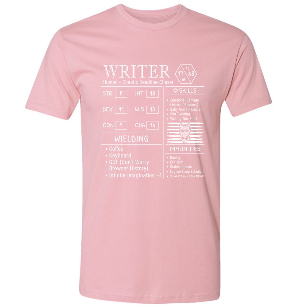 Writer Stats New Premium Unisex T-Shirt - Light Pink - 3
