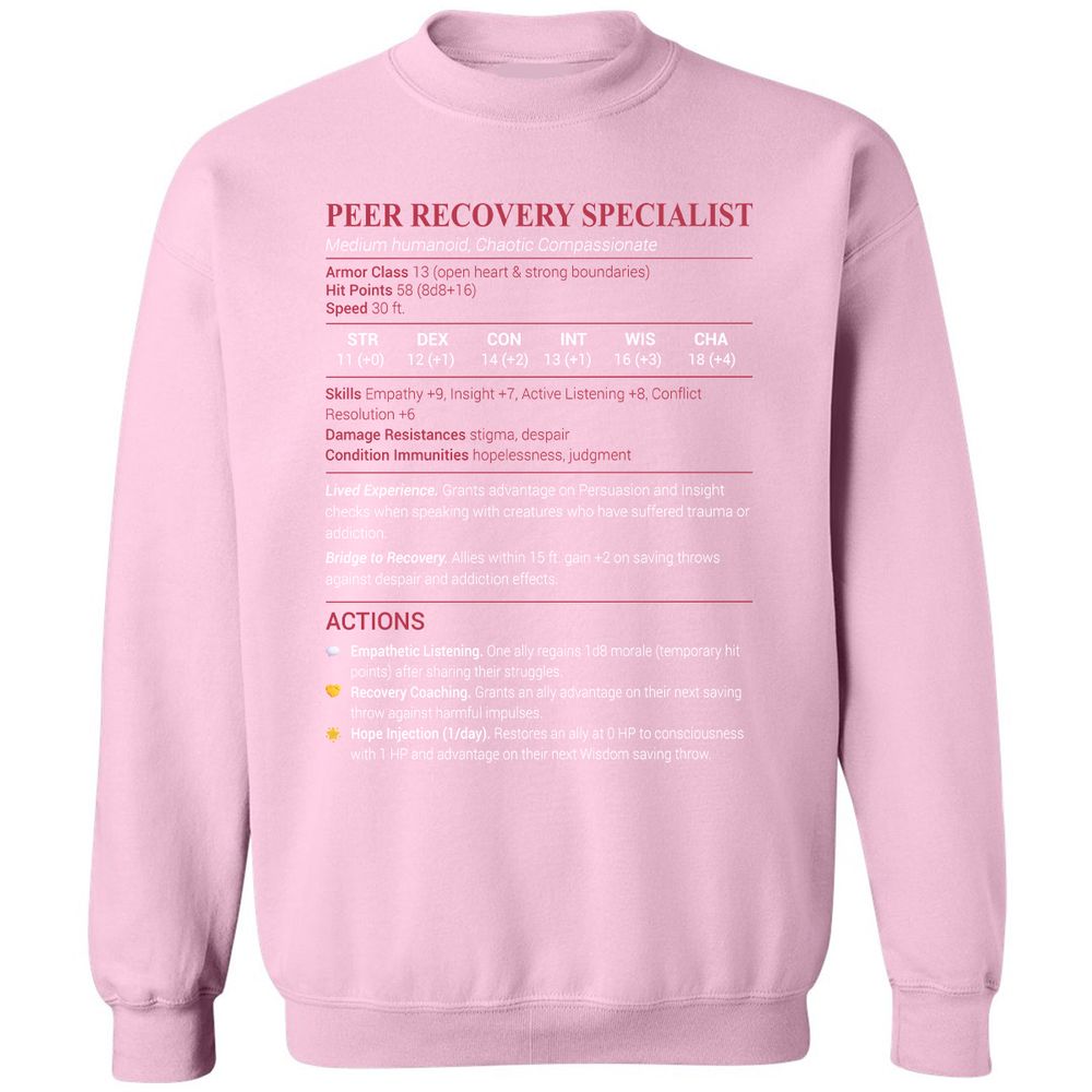 Peer Recovery Specialist Classic Unisex Sweatshirt - Light Pink - 3