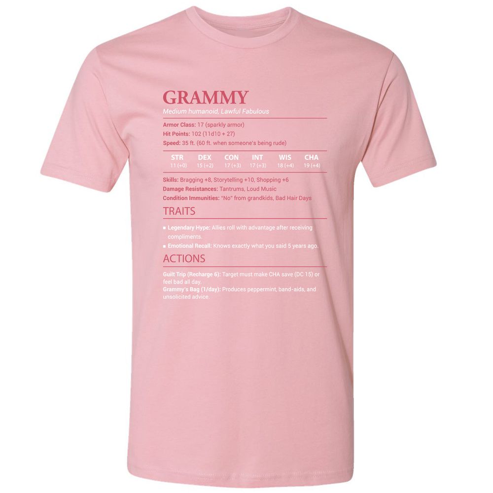 Grammy Stats Premium Unisex T-Shirt - Light Pink - 3