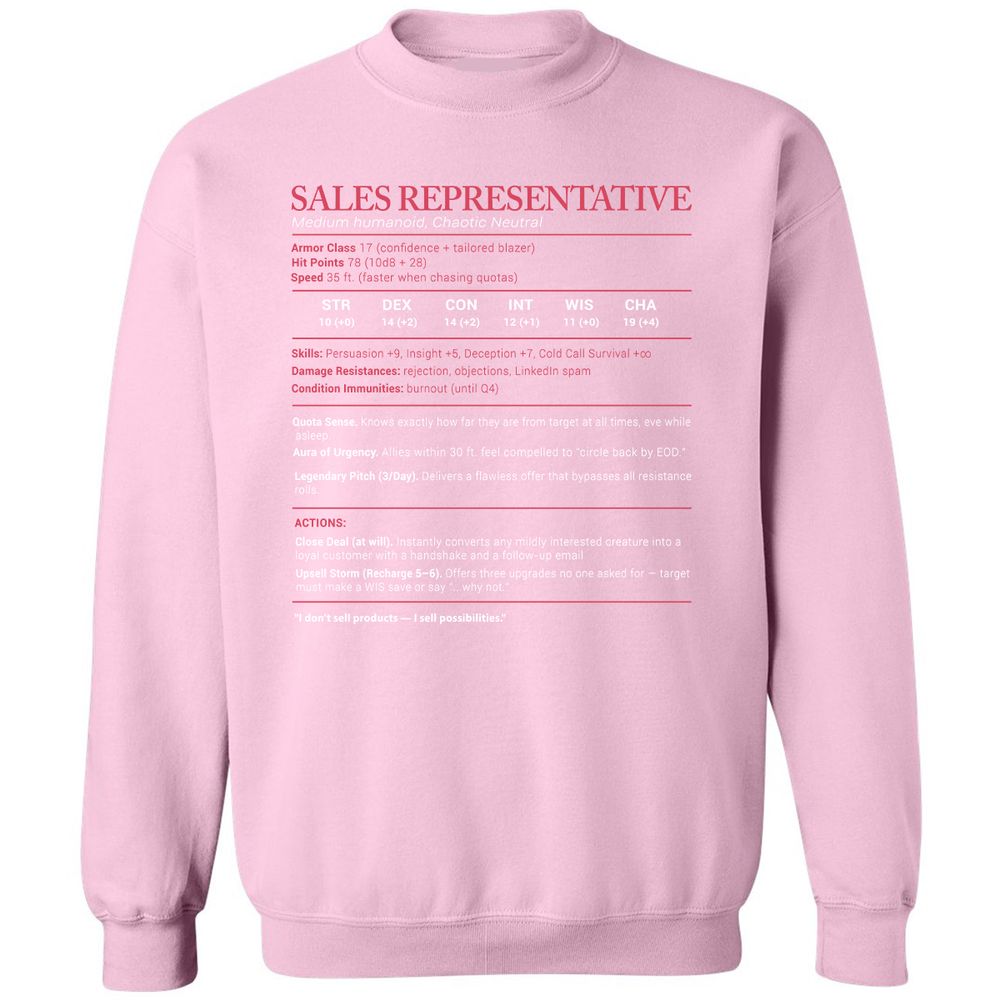 Sales Presentative Stats Classic Unisex Sweatshirt - Light Pink - 3