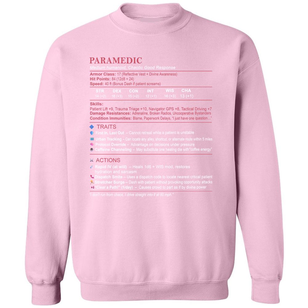 Paramedic Stats Classic Unisex Sweatshirt - Light Pink - 3