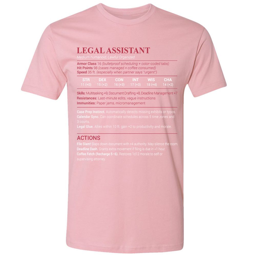 Legal Assistant Premium Unisex T-Shirt - Light Pink - 3