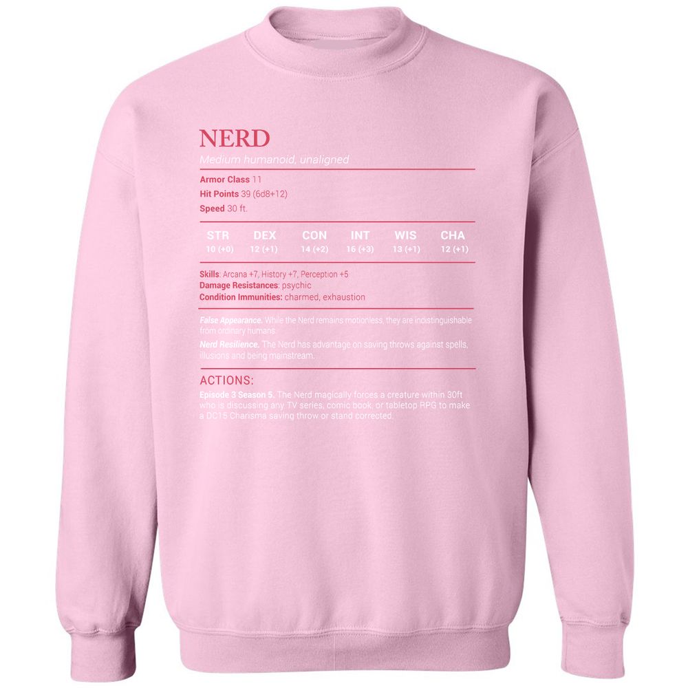 Nerd Stats Classic Unisex Sweatshirt - Light Pink - 3