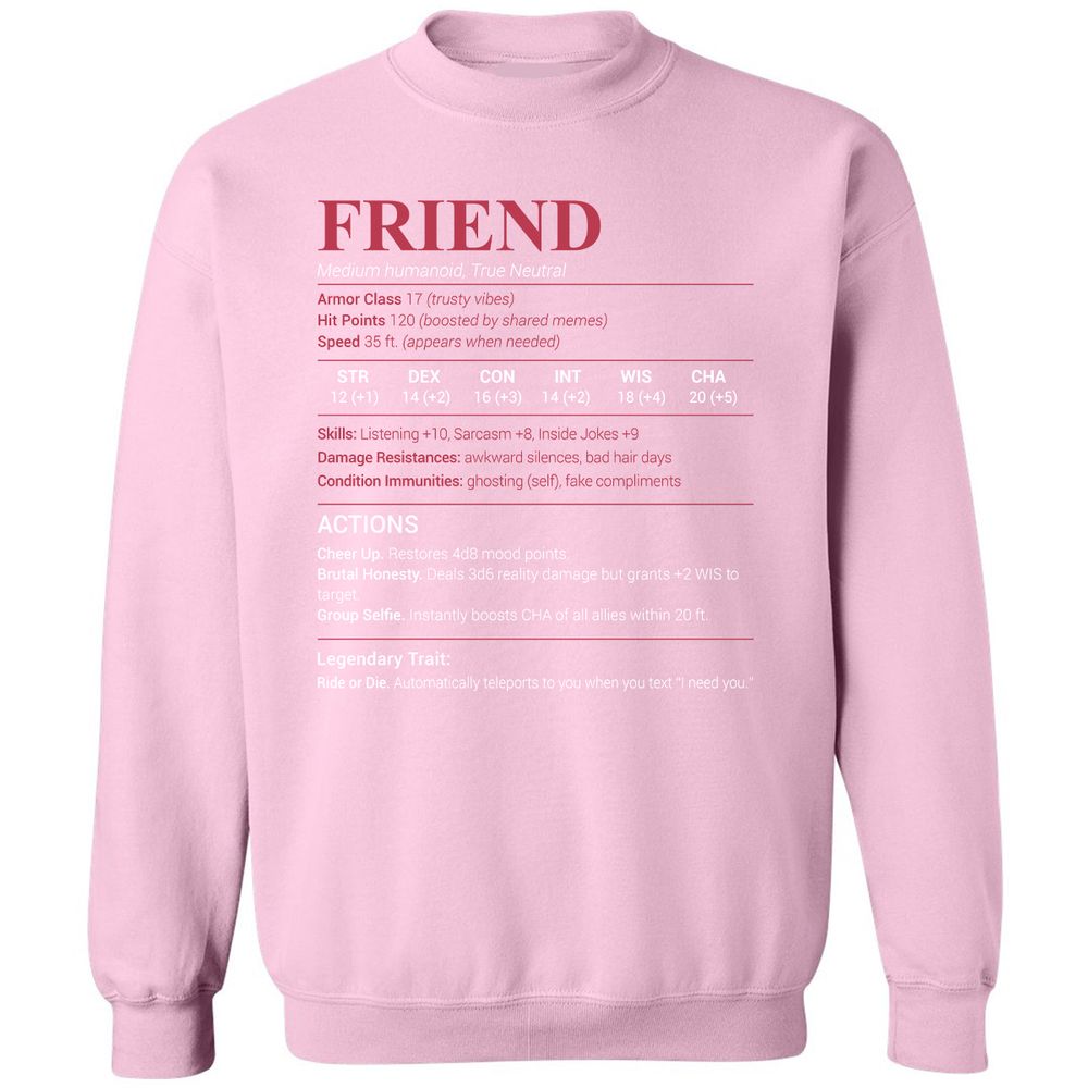 Friend Stats Classic Unisex Sweatshirt - Light Pink - 3