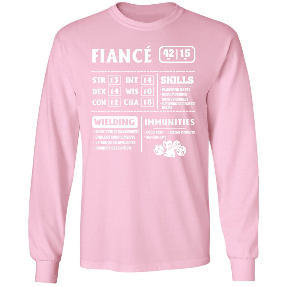 Fiance Stats Long Sleeve T-Shirt - Light Pink - 3