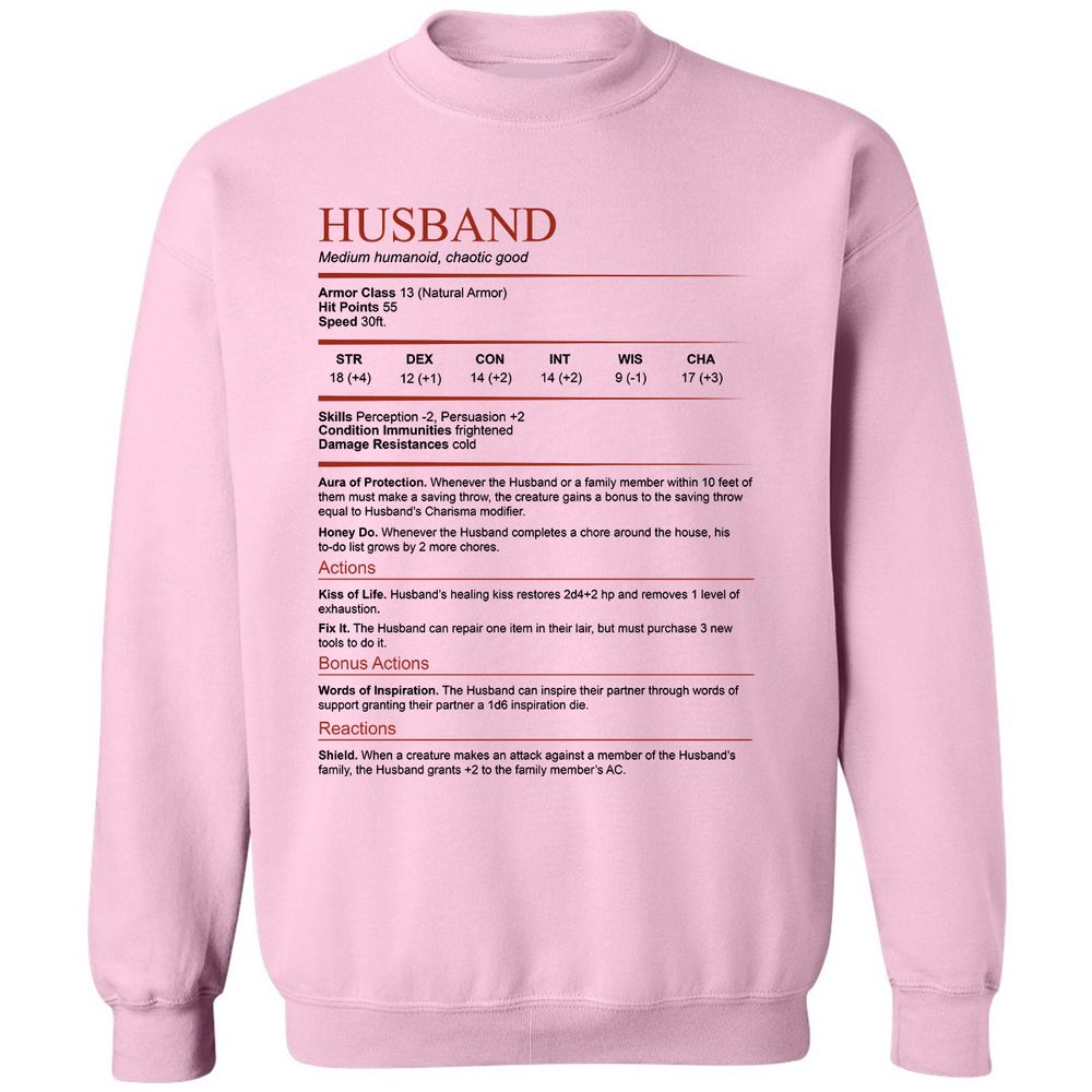 Husband White Classic Unisex Sweatshirt - Light Pink - 3