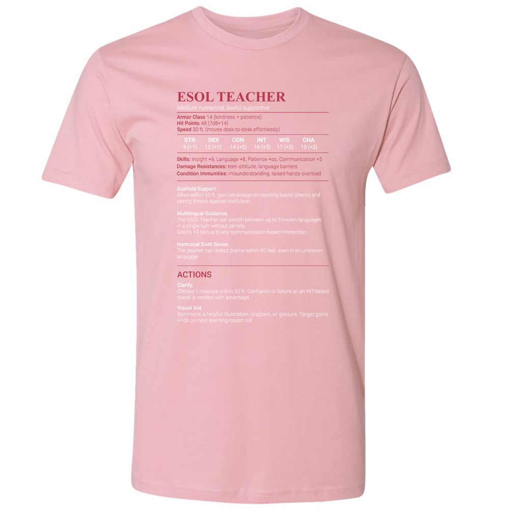 ESOL Teacher Premium Unisex T-Shirt - Light Pink - 3