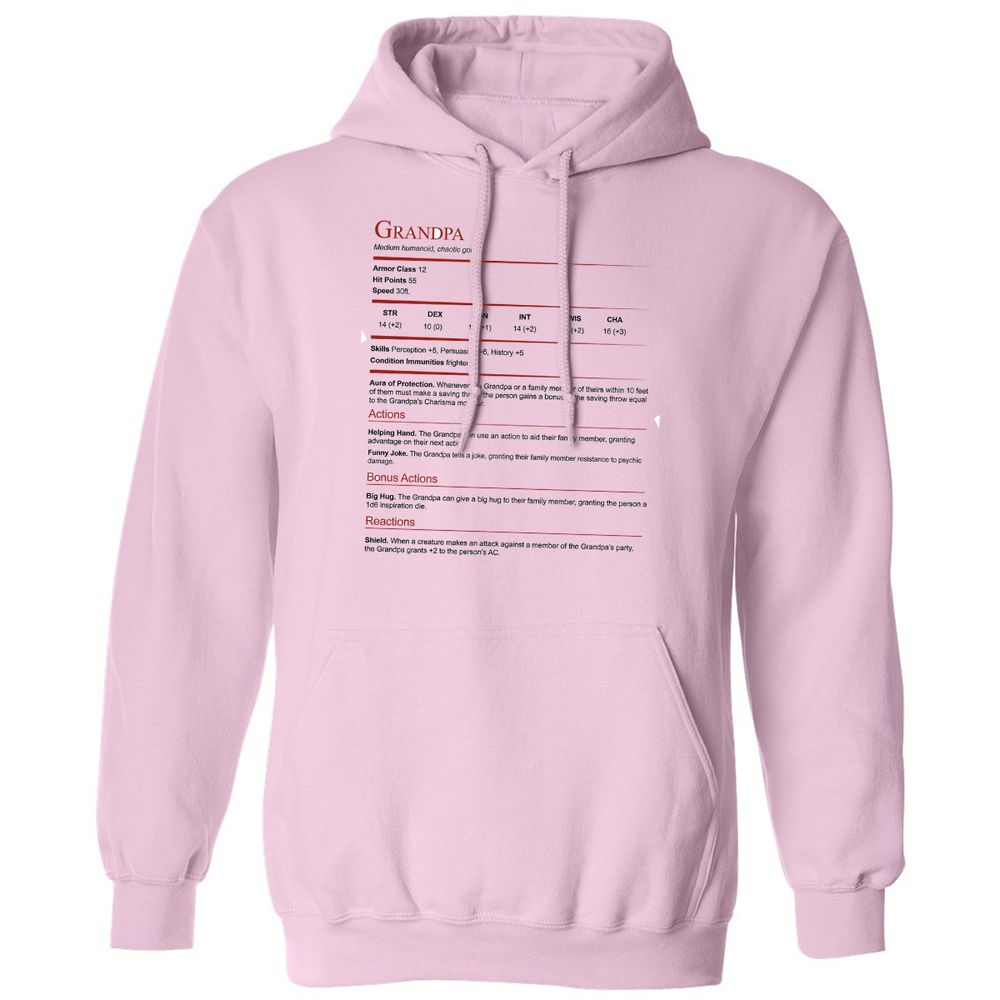 Grandpa Stat Block Classic Unisex Hoodie - Light Pink - 3