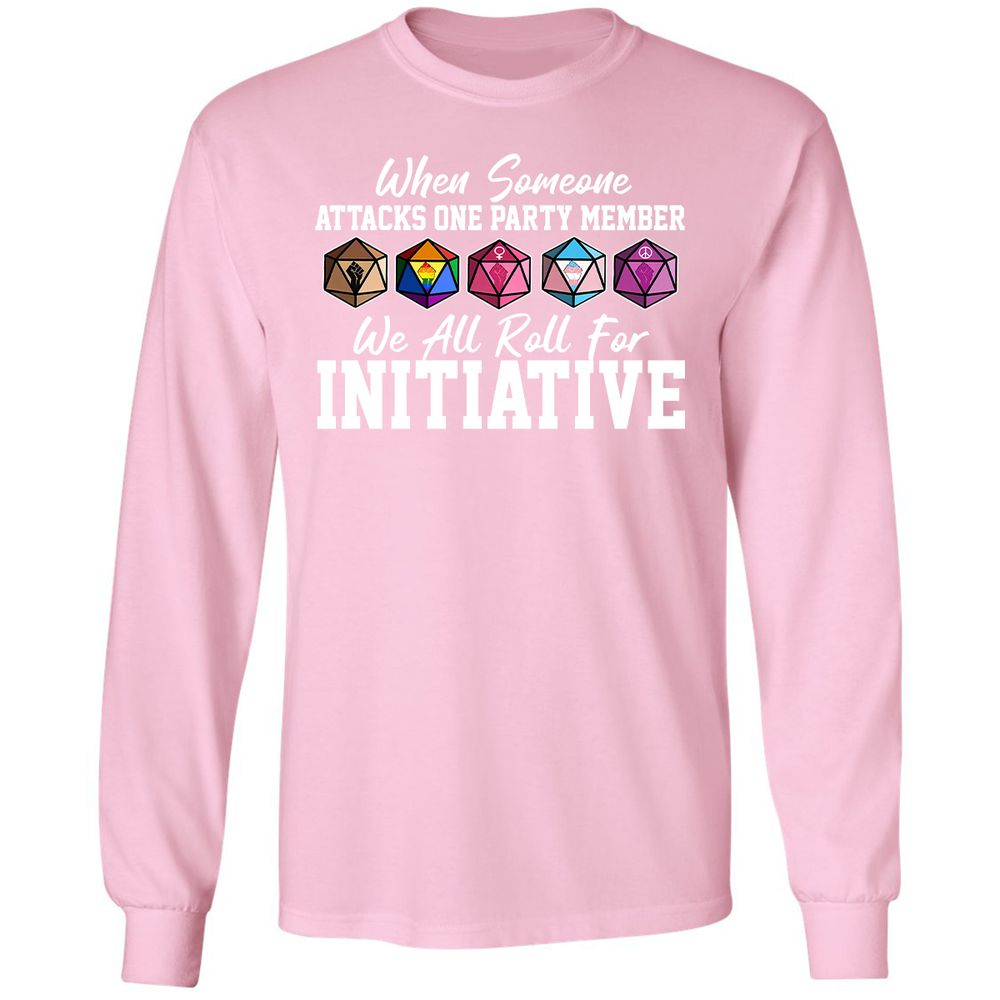 LGBT Roll For Initiative Long Sleeve T-Shirt - Light Pink - 3