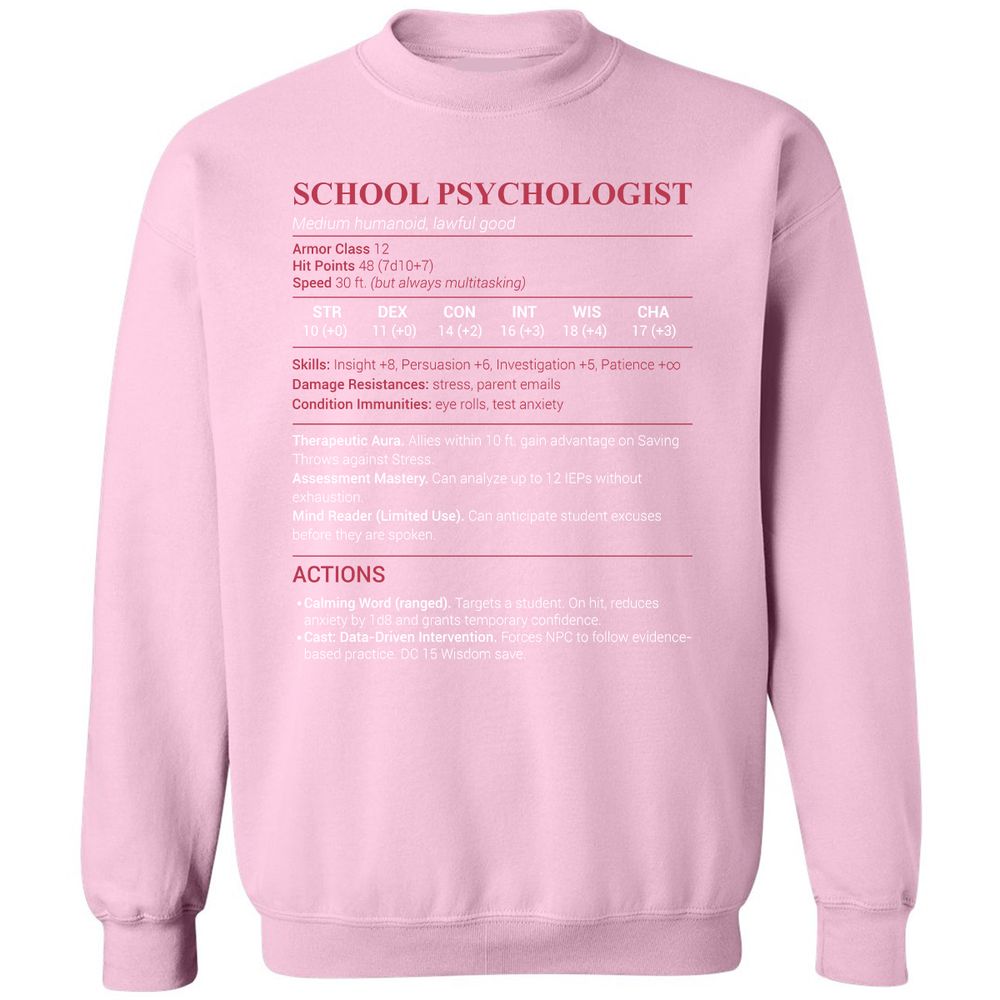 School Psychologist Classic Unisex Sweatshirt - Light Pink - 3