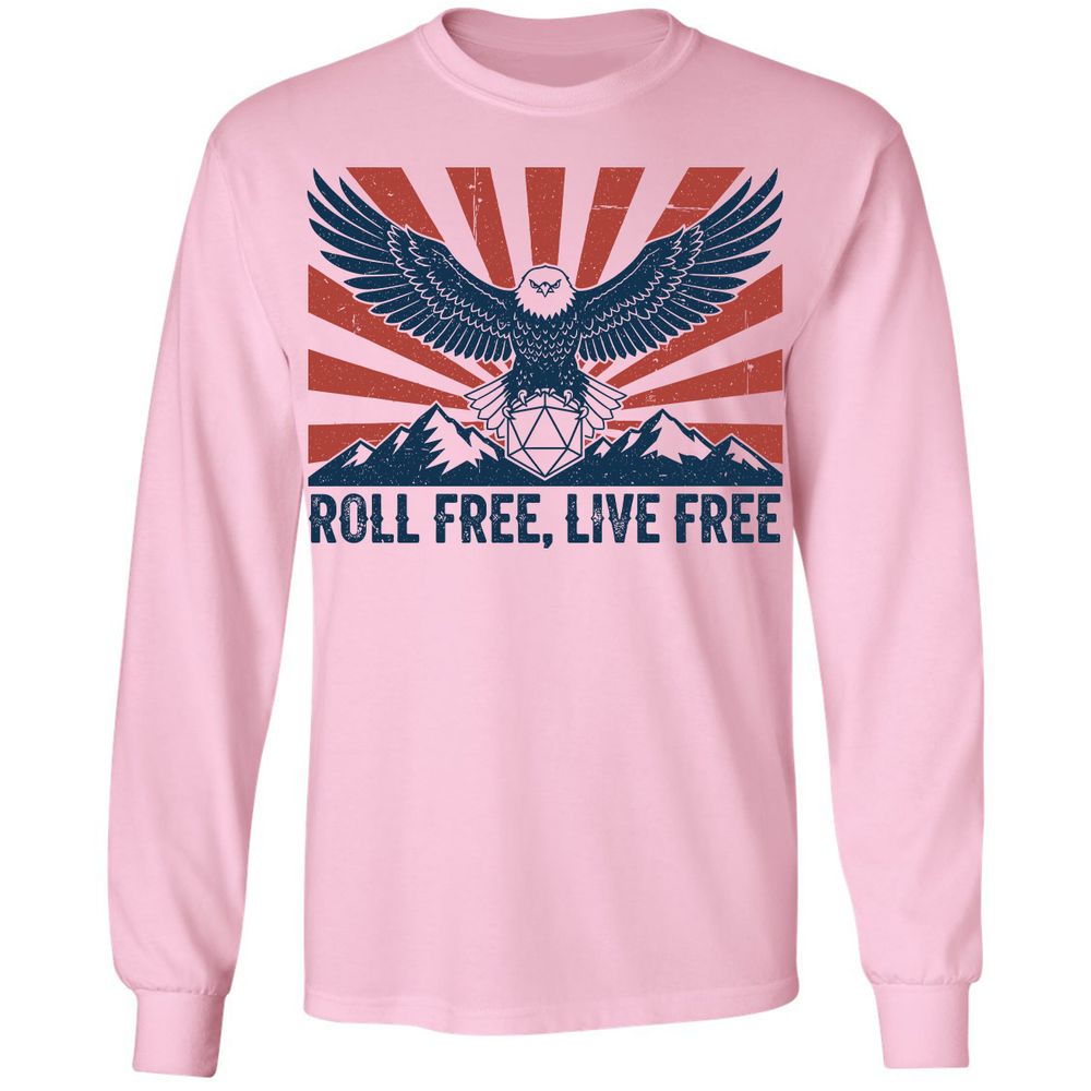 Roll Free, Live Free Long Sleeve T-Shirt - Light Pink - 3