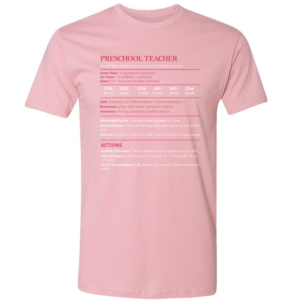 Preschool Teacher Stats Premium Unisex T-Shirt - Light Pink - 3