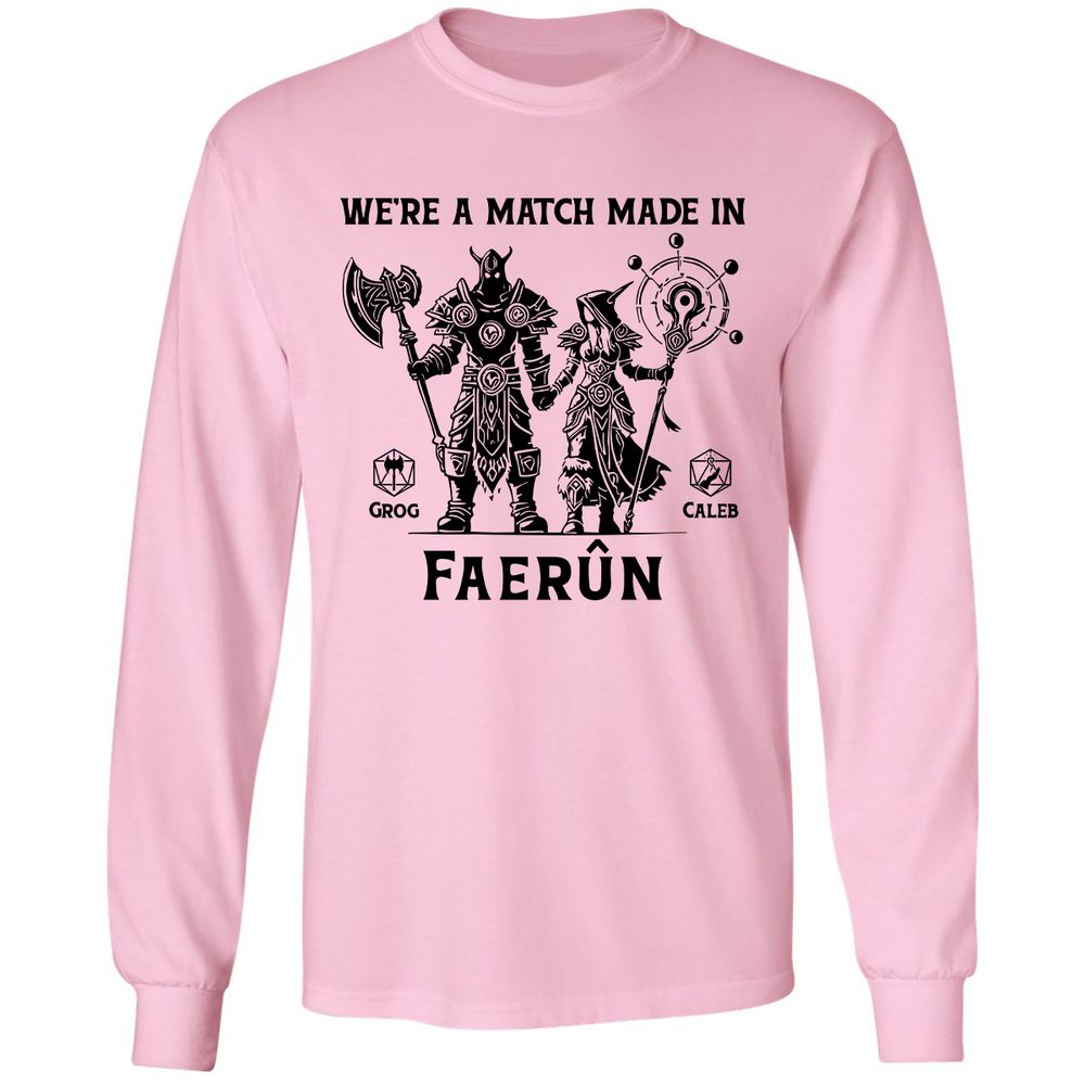 Custom DnD Class Couple Long Sleeve T-Shirt - Light Pink - 3