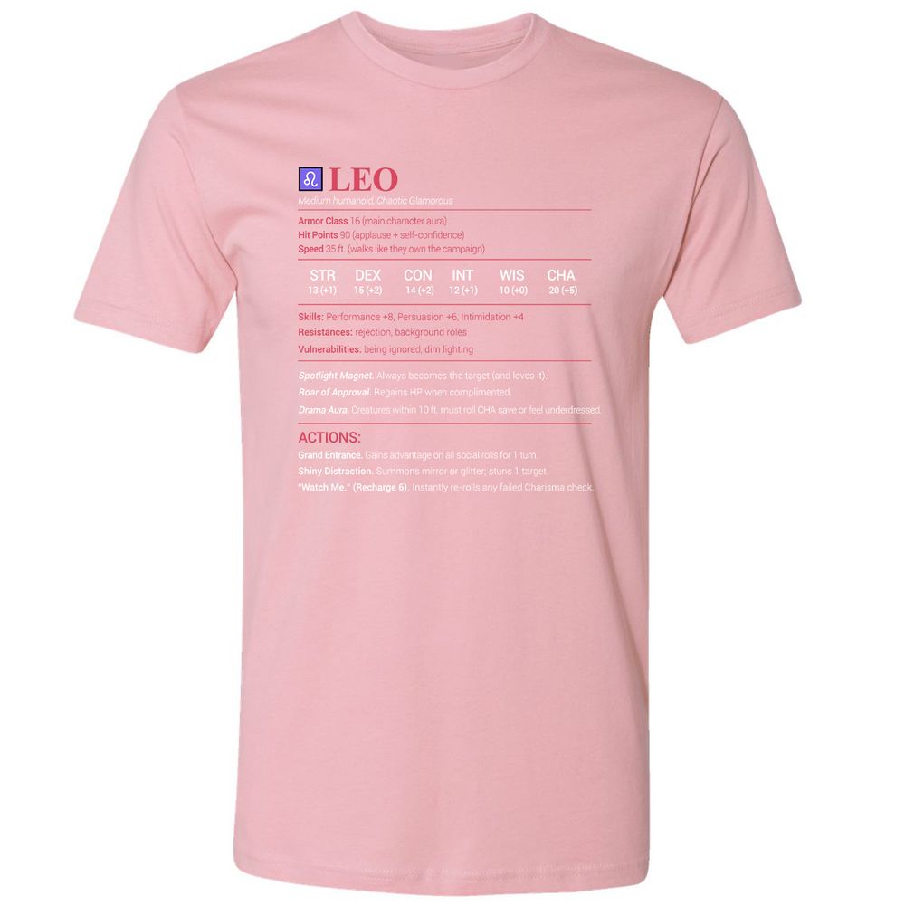 Leo Stats Premium Unisex T-Shirt - Light Pink - 3