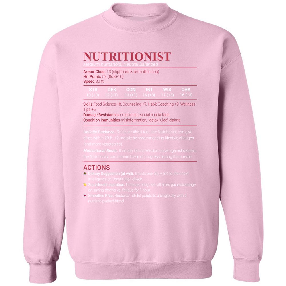 Nutritionist Classic Unisex Sweatshirt - Light Pink - 3