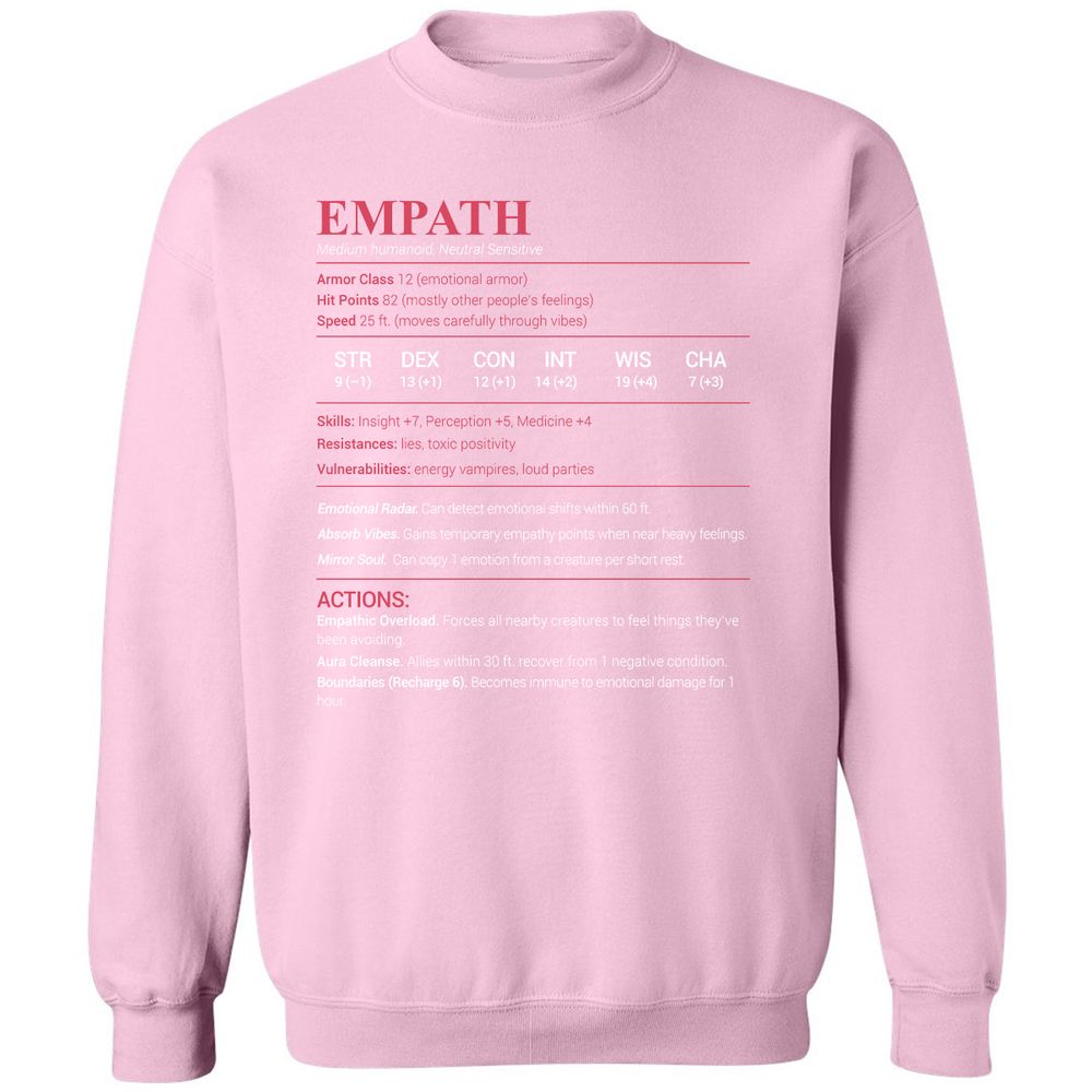 Empath Stats Classic Unisex Sweatshirt - Light Pink - 3