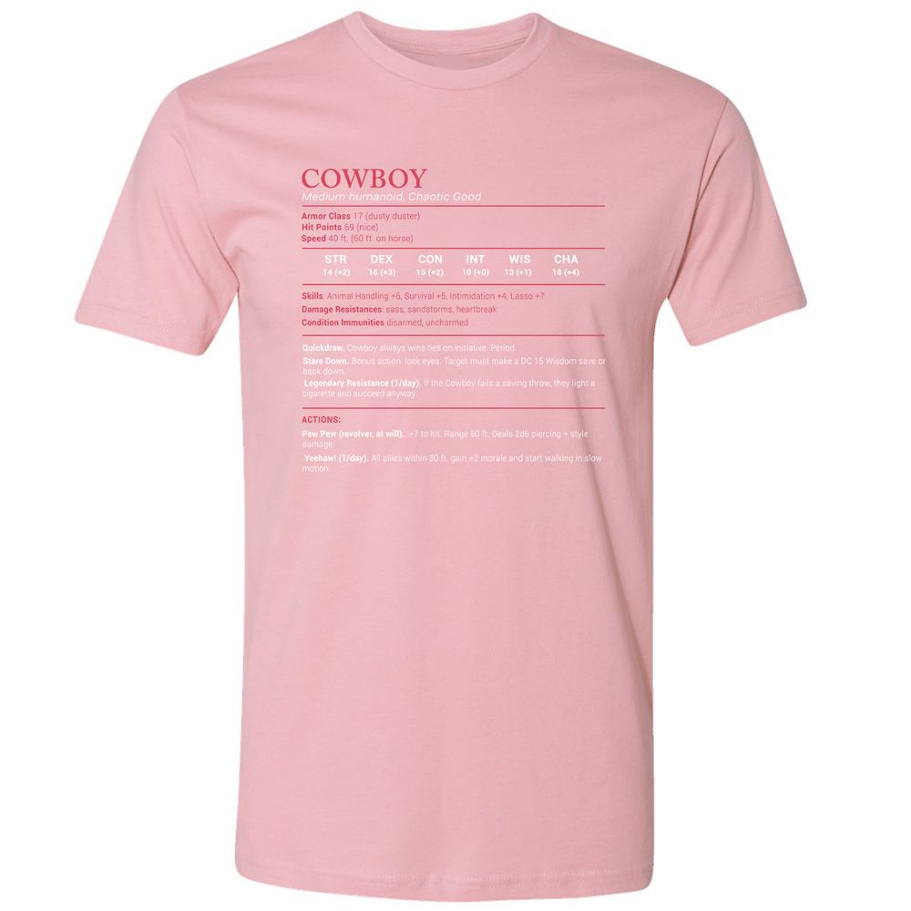 Cowboy Stats Premium Unisex T-Shirt - Light Pink - 3