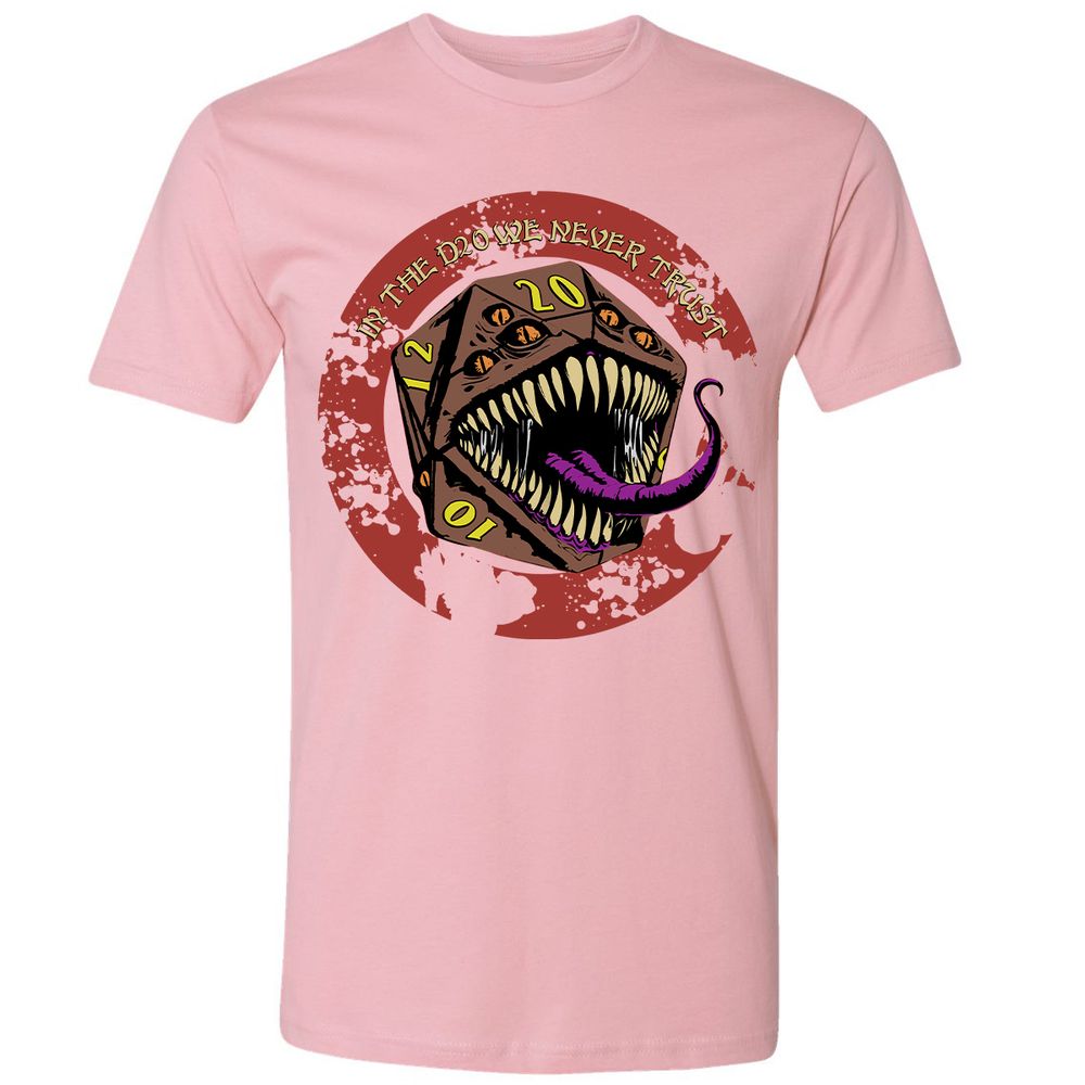 In The D20 We Never Trust Premium Unisex T-Shirt - Light Pink - 3