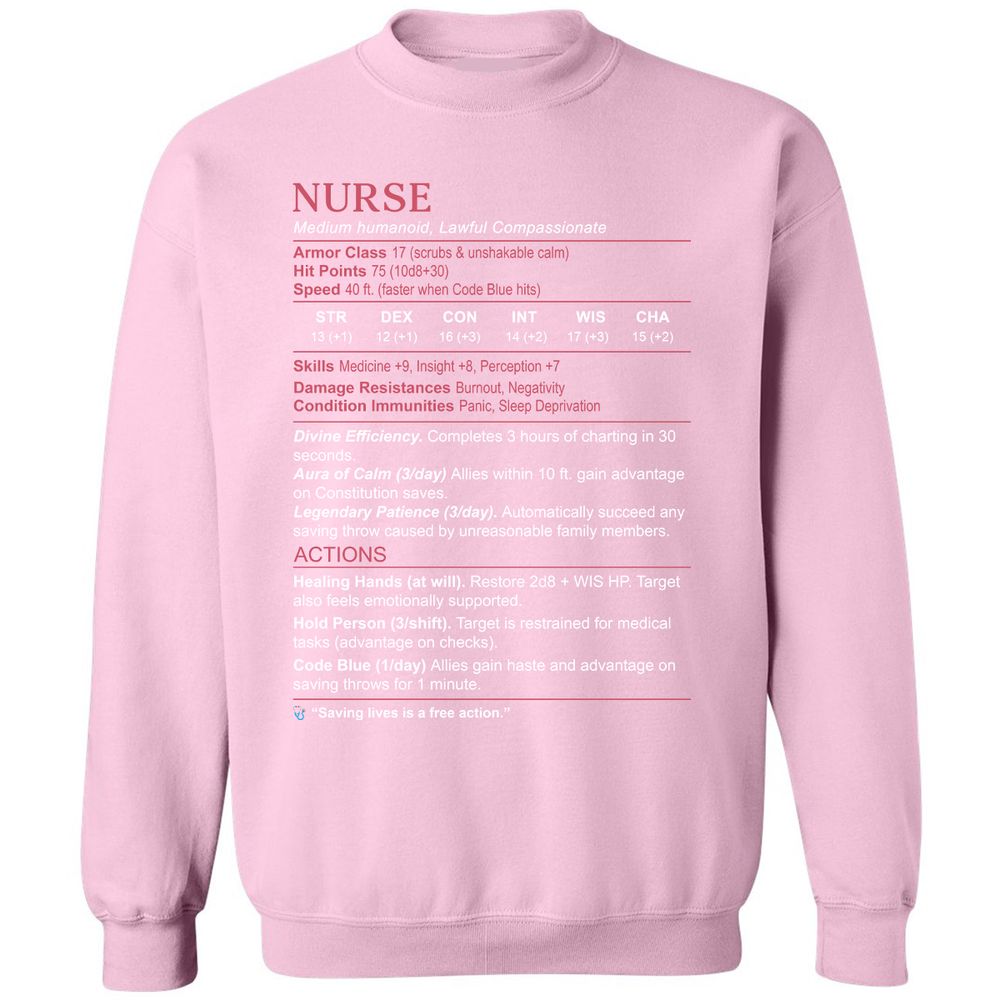 Nurse Stats 3 Classic Unisex Sweatshirt - Light Pink - 3