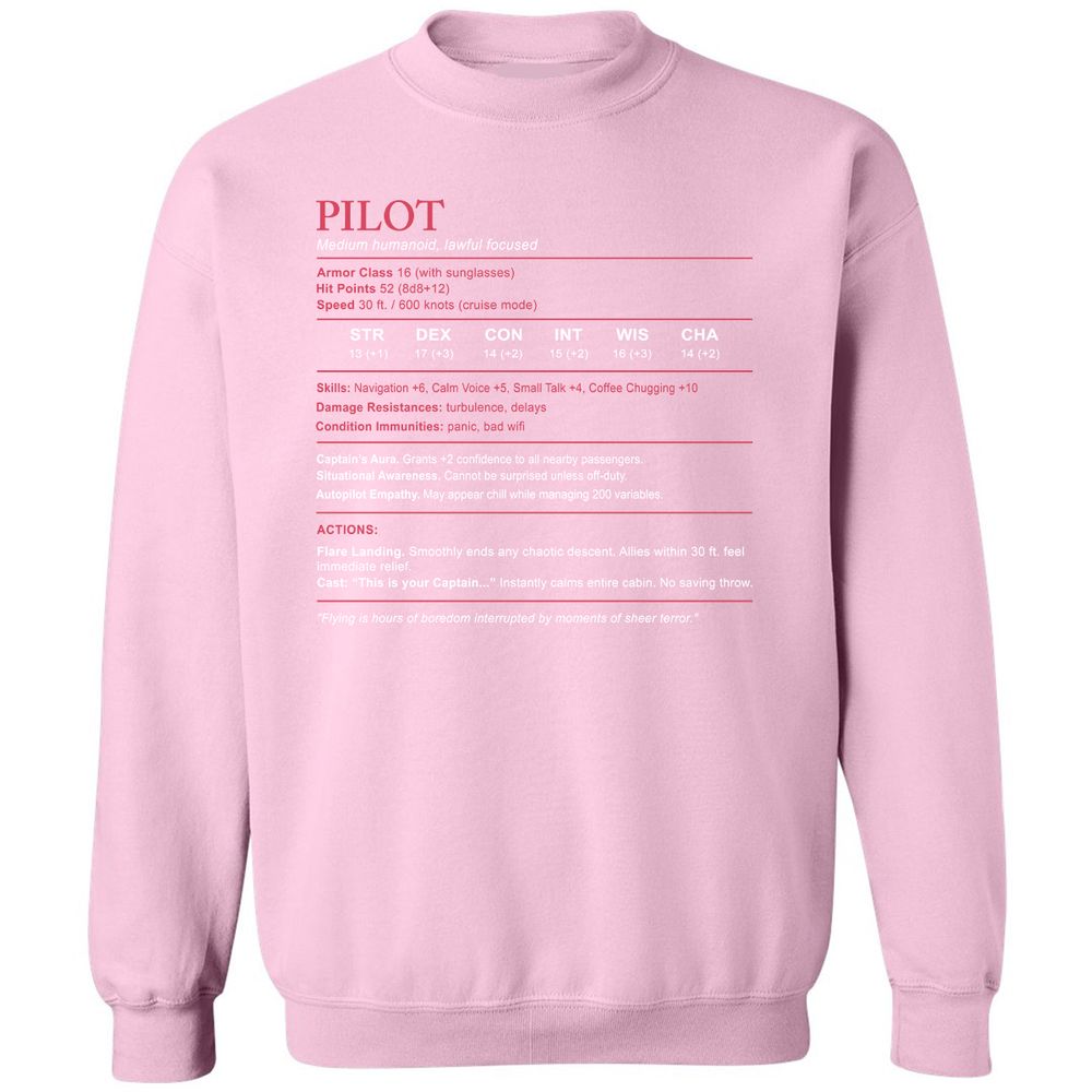 Pilot Stats Classic Unisex Sweatshirt - Light Pink - 3