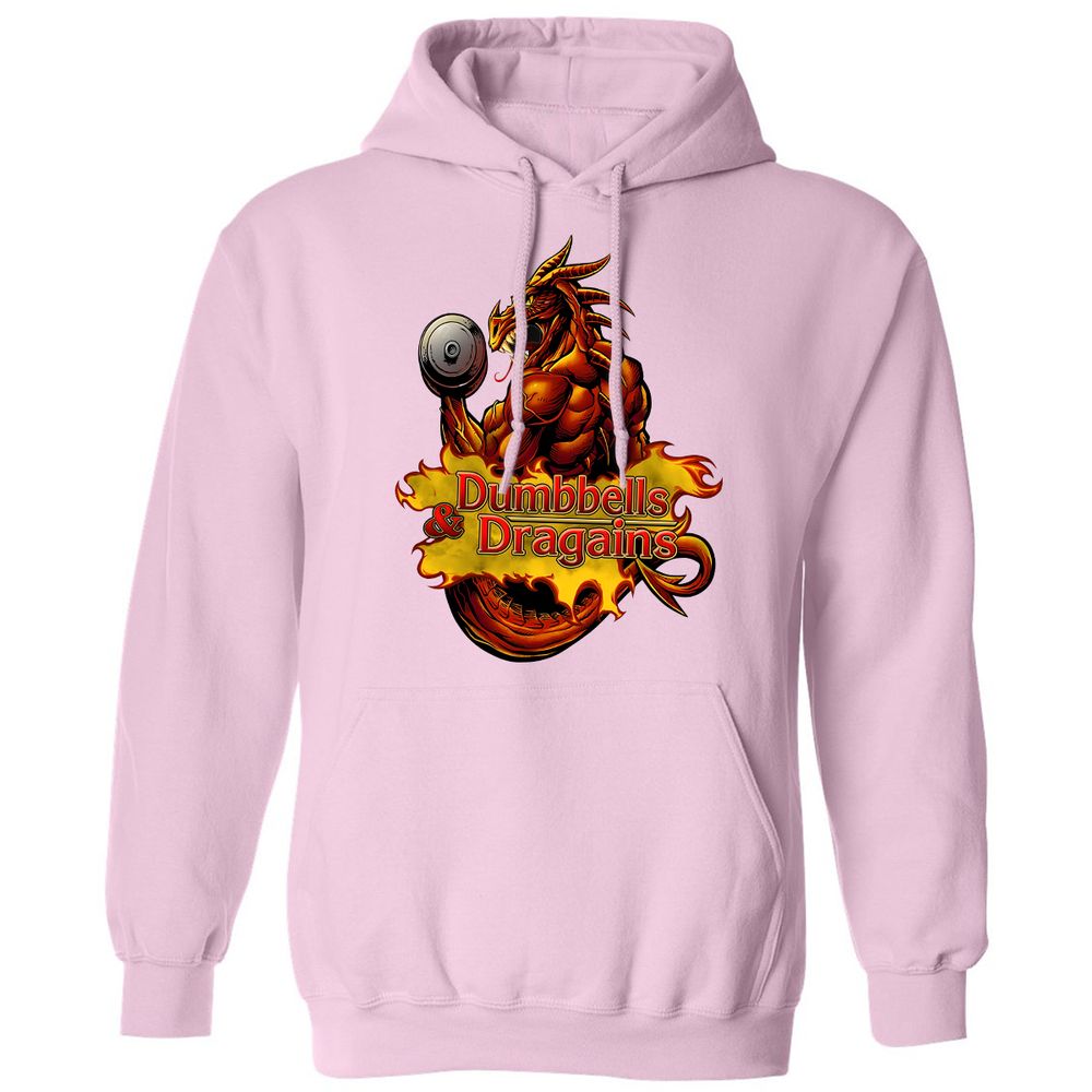 Dumbbells & Dragains Classic Unisex Hoodie - Light Pink - 3