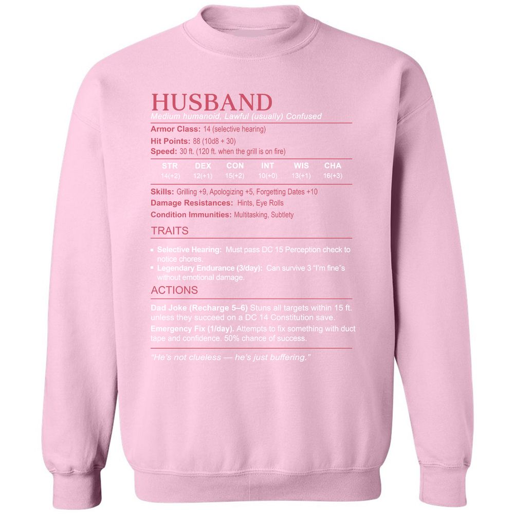 Husband Stats Classic Unisex Sweatshirt - Light Pink - 3