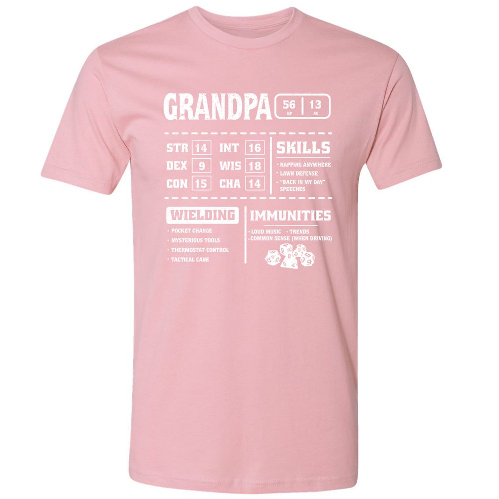 Grandpa Stats 2 Premium Unisex T-Shirt - Light Pink - 3