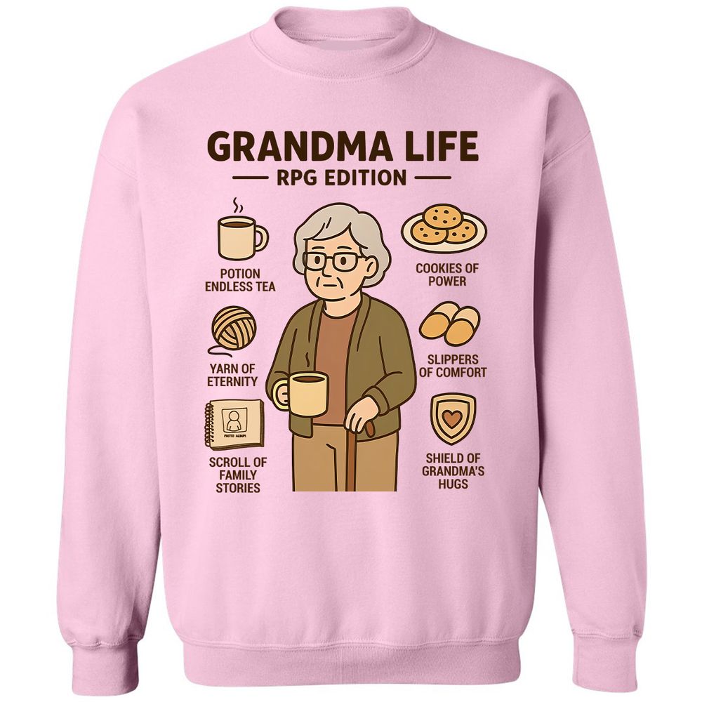 Grandma Life RPG Edition Classic Unisex Sweatshirt - Light Pink - 3