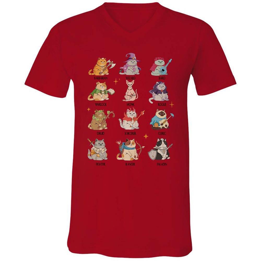 Dungeons And Cats Unisex V-Neck T-Shirt - Red - 3