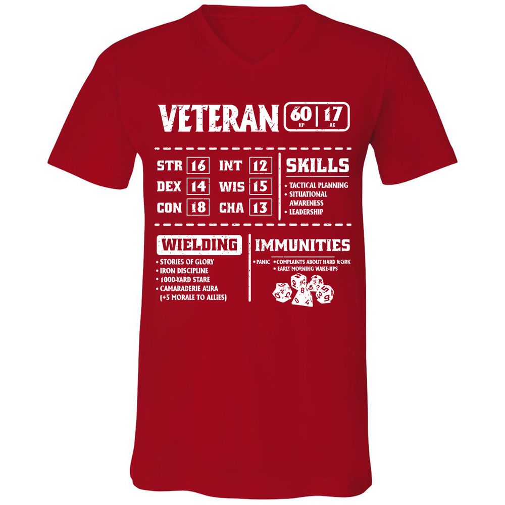 Veteran New Ver. Unisex V-Neck T-Shirt - Red - 3
