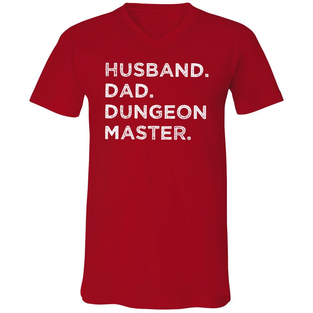 Husband Dad Dungeon Master Unisex V-Neck T-Shirt - Red - 3